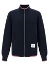 Thom Browne Chunky Loopback Jacket With Rwb Tipping Stripe In Blue