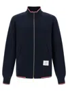 Thom Browne Chunky Loopback Jacket With Rwb Tipping Stripe In Blue