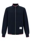 Thom Browne Cotton Zip Hoodie And Pockets In Blue