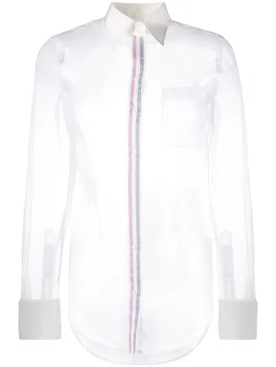 Thom Browne Transparentes Seidenhemd In White