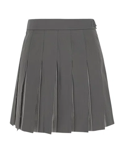 Thom Browne Rwb Pleated Skirt In Gray