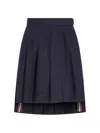 Thom Browne Asymmetric Pleated Miniskirt In Blue