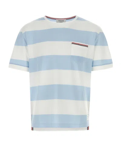 Thom Browne Rwb Pocket Striped T-shirt In Light Blue