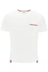 Thom Browne Short-sleeve Crew Neck T-shirt With Chest Pocket And Striped Trim Detail