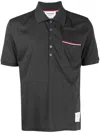 Thom Browne Heather Polo Shirt With Striped Pocket In Gray