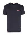 Thom Browne Jersey Cotton Short Sleeve Pocket Tee In Blue