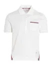 Thom Browne Rwb Trim Jersey Polo Short In White