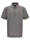 Thom Browne Striped Detail Polo Shirt With Short Sleeves In Gray