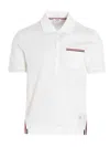 Thom Browne Rwb Trim Jersey Polo Short In White