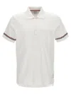 Thom Browne Short-sleeved Navy Polo Shirt With Patch In White