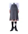 Thom Browne Rwb-print Pleated Midi Skirt In Black
