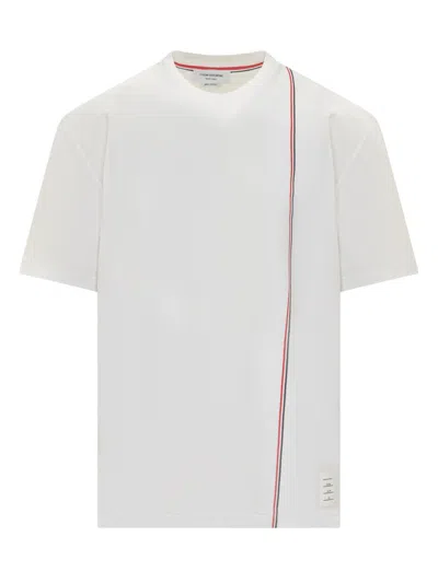 Tシャツ・カットソー Thom Browne White T-Shirt With Stripes White Stripe T-Shirt by Thom Browne on Sale