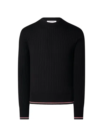 Thom Browne Ribbed Merino Wool Sweater In Black