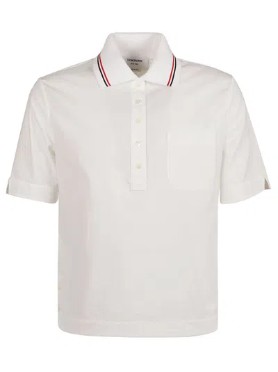 Thom Browne Rwb Seersucker Polo Shirt In White
