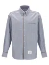 Thom Browne Camicia Button Down Con Finiture In Gros Grain In Light Blue