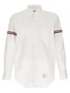 Thom Browne Vertical Stripe Button-down Shirt With Rwb Detail In White