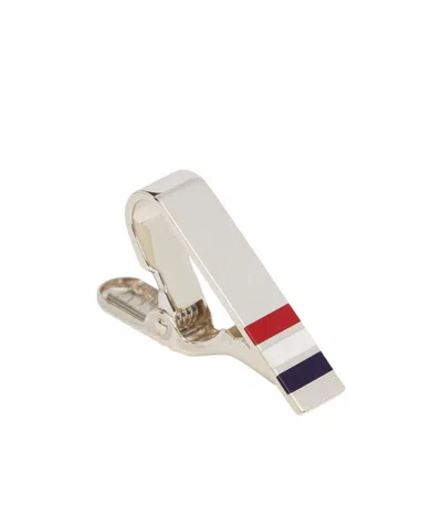 Thom Browne Rwb Short Silver Tie Bar In White