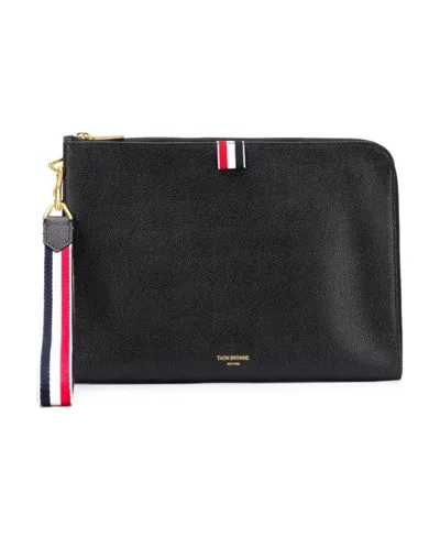 Thom Browne Rwb Strap Medium Gusset Folio In Black