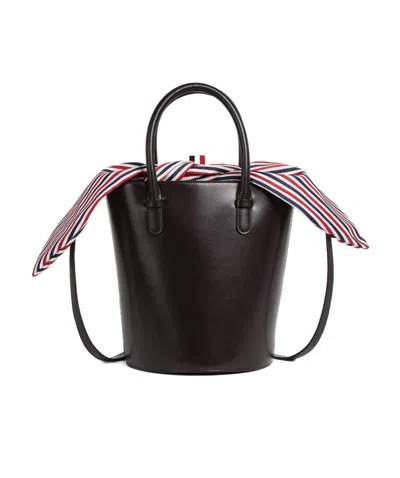 Thom Browne Rwb-stripe Bucket Bag In Black