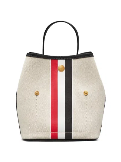 Thom Browne Rwb Stripe Bucket Tote Bag In Black