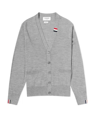 Thom Browne Rwb-stripe Button-up Cardigan In Gray