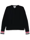 Thom Browne Rwb-stripe Cable-knit Sweater In Black