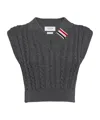 Thom Browne Cable Knit Virgin Wool Sweater Vest In Gray