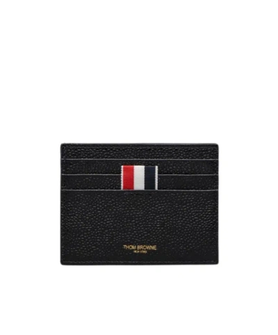 Thom Browne Rwb-stripe Canvas Cardholder In Black
