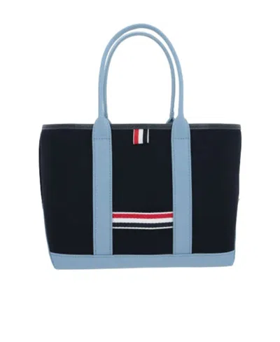 Thom Browne Rwb-stripe Canvas Tote Bag In Black