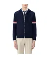 Thom Browne Zip-up Hoodie With Drawstring And Contrast Stripes In Black