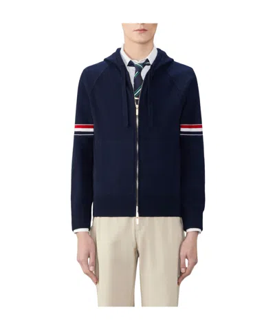 THOM BROWNE THOM BROWNE RWB STRIPE ZIPPED KNITTED HOODIE