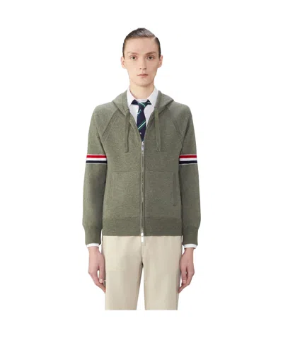 Thom Browne Rwb Stripe Cashmere Hoodie In Nude