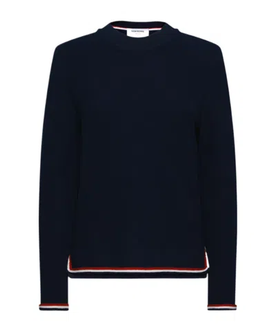 Thom Browne Rwb-stripe Cashmere Jumper In Black