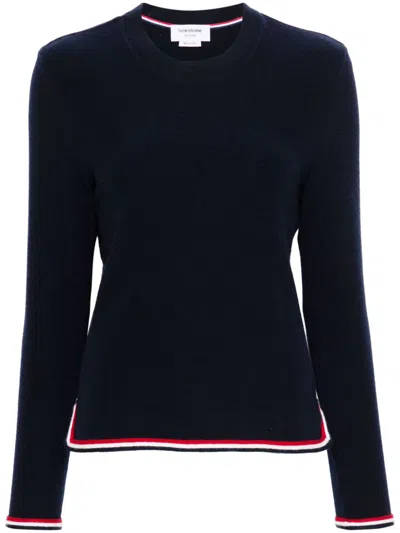 Thom Browne Rwb-stripe Cashmere Jumper In Blue