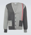 THOM BROWNE RWB STRIPE COLORBLOCKED COTTON CARDIGAN