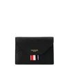 Thom Browne Rwb Stripe Compact Wallet In Black