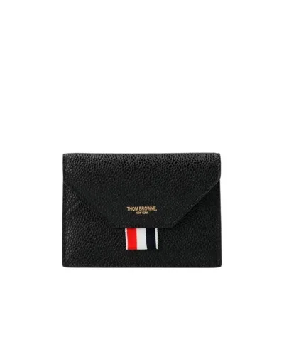 Thom Browne Rwb Stripe Compact Wallet In Black