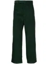 Thom Browne Corduroy Rwb-stripe Trousers In Green