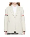 Thom Browne Rwb-stripe Cotton Blazer In White