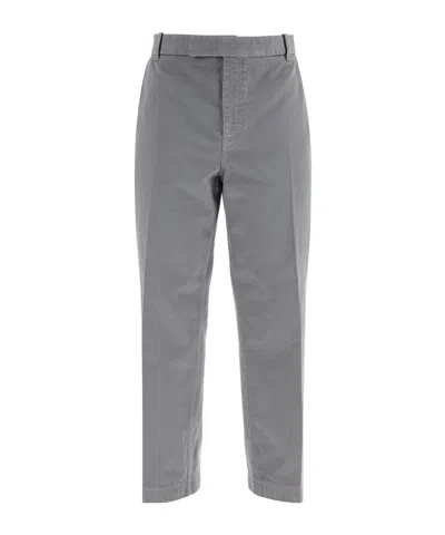 Thom Browne Rwb Stripe Cotton Chinos In Gray
