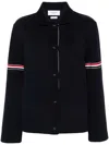 Thom Browne Cotton-blend Collared Jacket In Blue