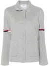Thom Browne Rwb-stripe Cotton Jacket In Grey