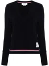 Thom Browne Rwb-stripe Cotton Jumper In Blue