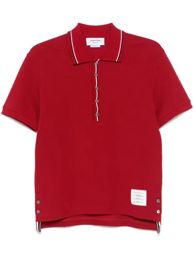 Thom Browne Rwb-stripe Cotton Polo Shirt In Red