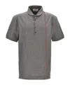 Thom Browne Striped Detail Polo Shirt With Short Sleeves In Gray