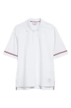 Thom Browne Rwb Stripe Cotton Polo Shirt In White