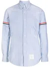 Thom Browne Striped Buttoned Shirt In Blue