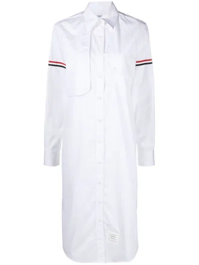 THOM BROWNE RWB-STRIPE COTTON SHIRT DRESS