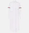 Thom Browne Long Sleeve Striped Poplin Dress In White