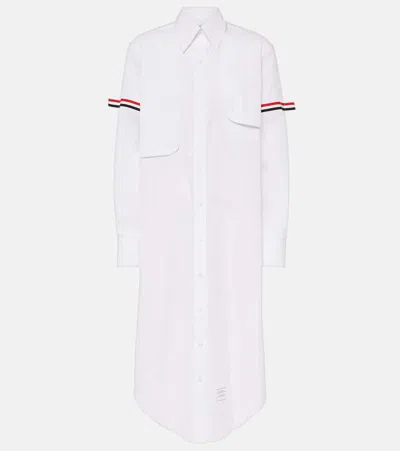 Thom Browne Rwb Stripe Cotton Shirt Dress In White